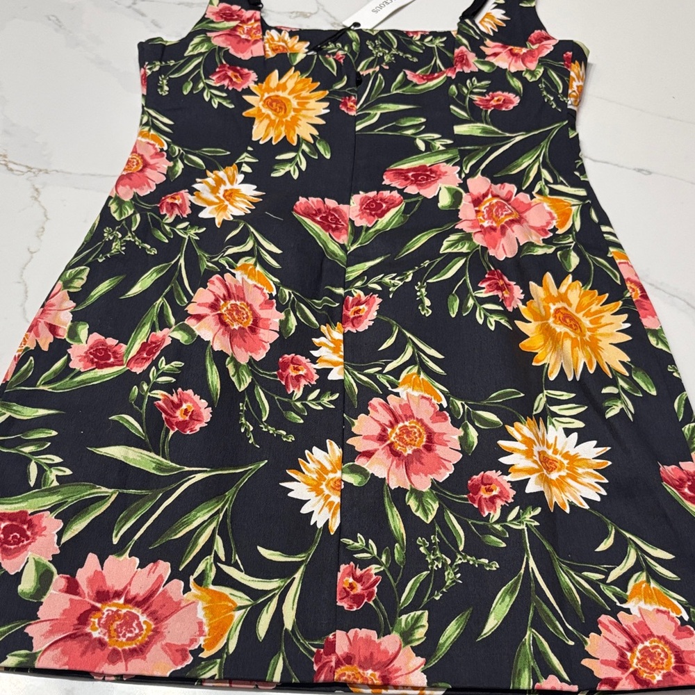 Olivaceous Floral Black Dress with Pink and Yellow Accents - Picture 6 of 9